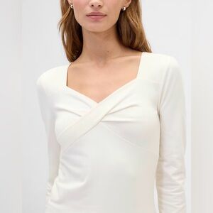 NWT | GAP Twist-Front Sweetheart Top | Ivory Cream Frost XL | MSRP $34.99